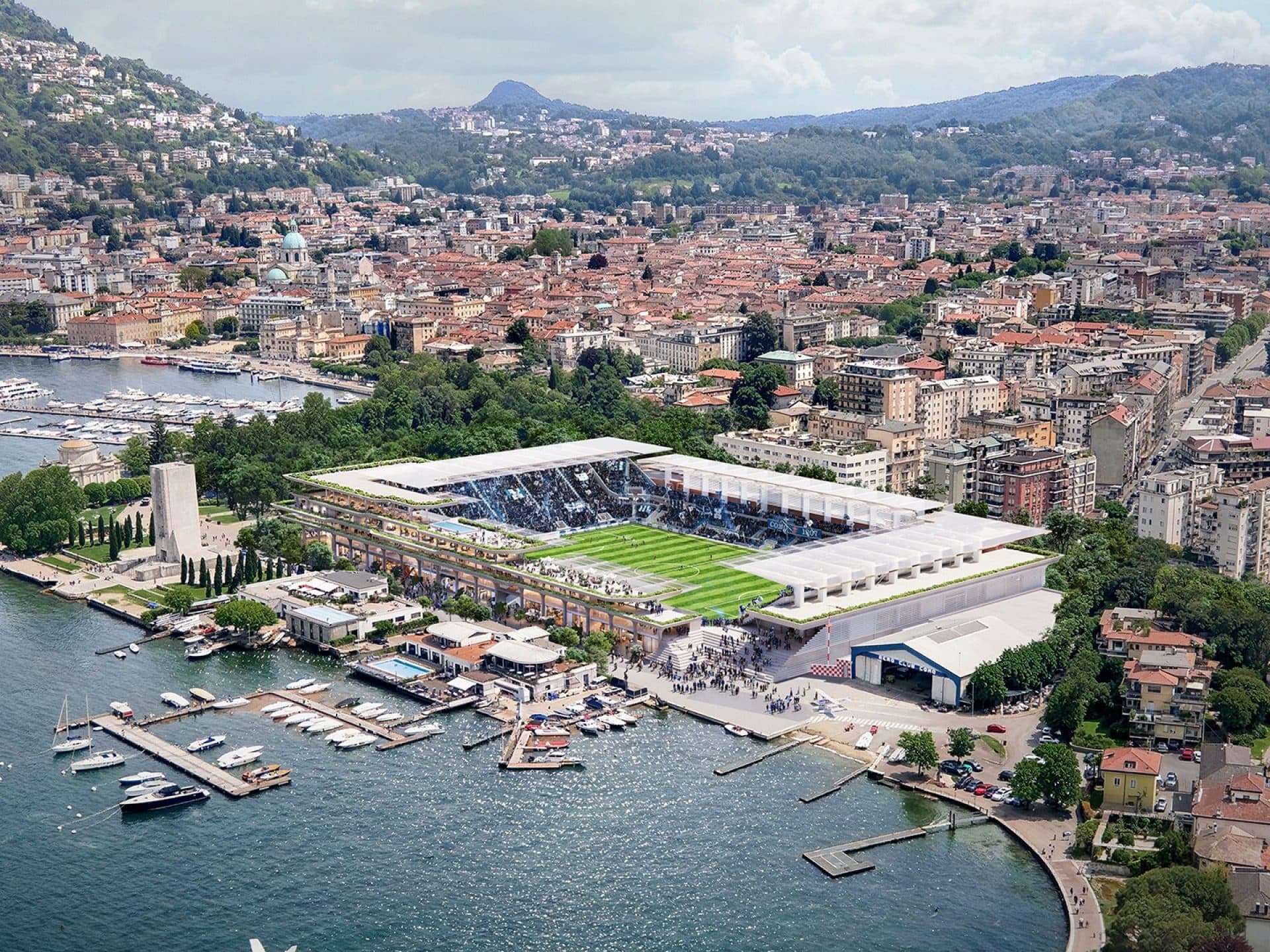 Stadio Giuseppe Sinigaglia och Comosjön